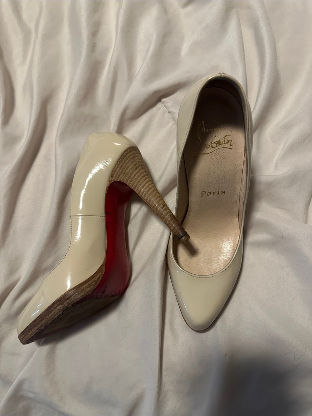 Vintage Louboutin Nude Pump with Wooden Heel